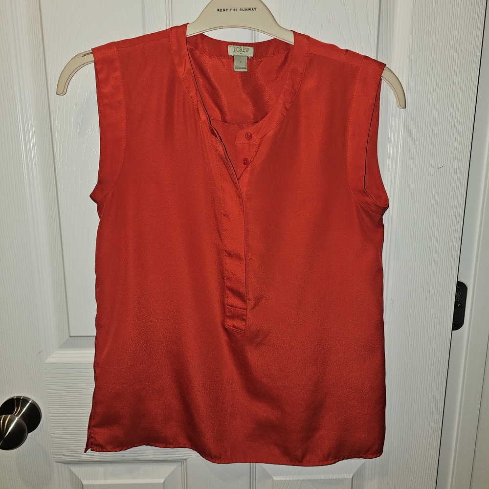 J. Crew Bright Red Sleeveless Blouse